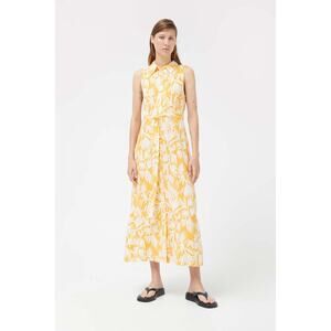 Campania Fantastica Palm Spring Button Up Sleeveless Dress Size S Small Yellow